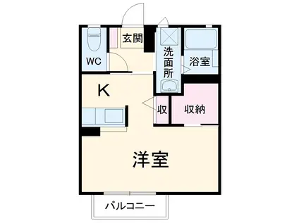 シャーメゾン酒匂(1K/2階)の間取り写真