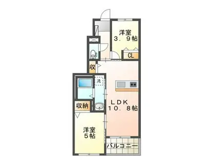 HALE PUEO(2LDK/1階)の間取り写真