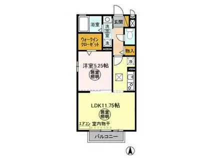 メゾンローレルⅡ(1LDK/1階)の間取り写真