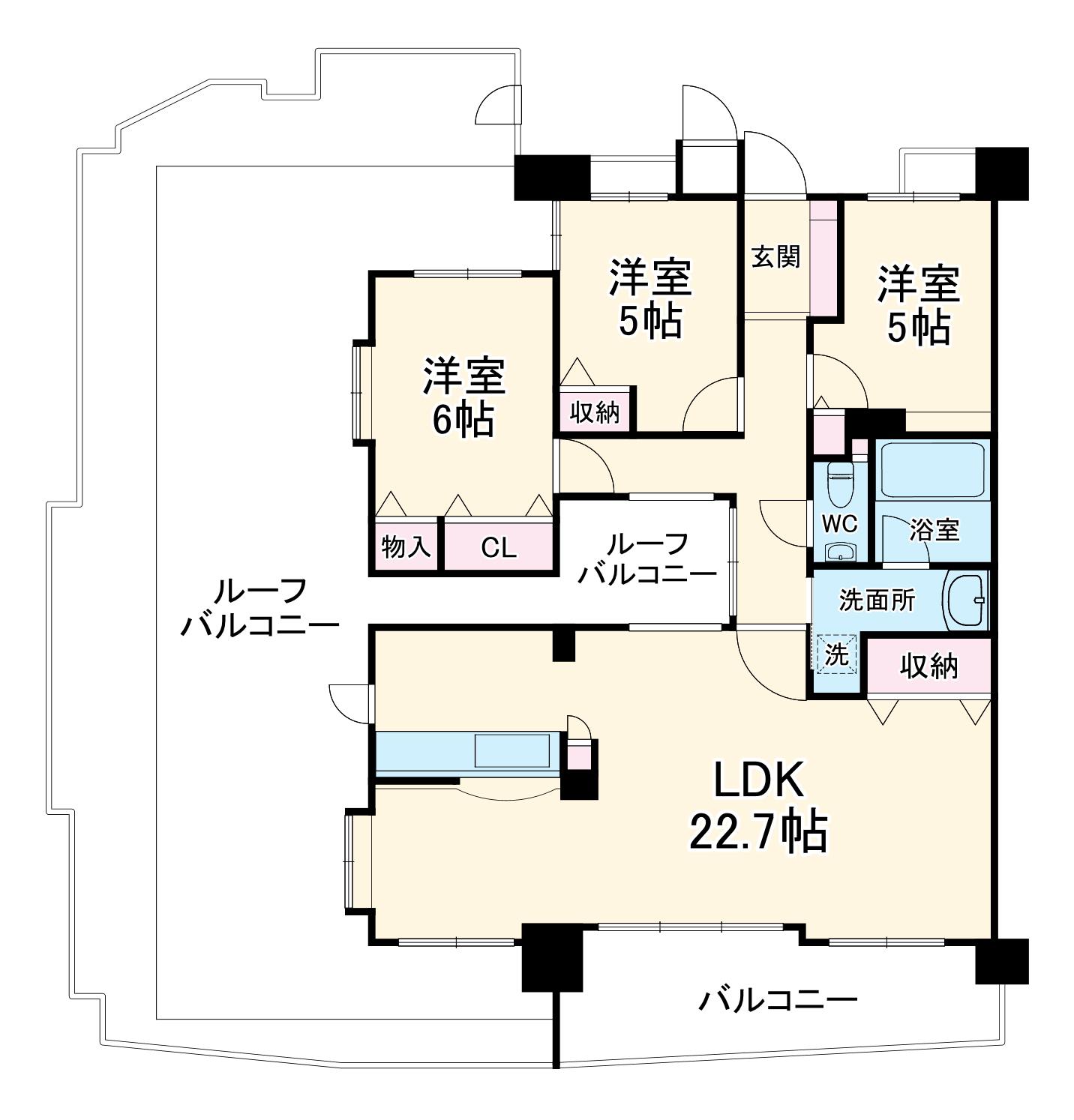 ライオンズマンション築地口2番館(3LDK/13階)の間取り写真