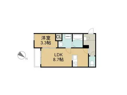 ミモザ矢田(1LDK/3階)の間取り写真