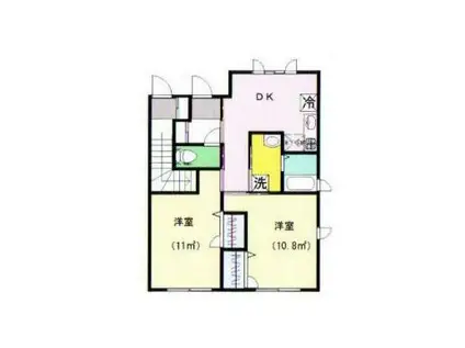 メルベーユ G棟(2DK/1階)の間取り写真