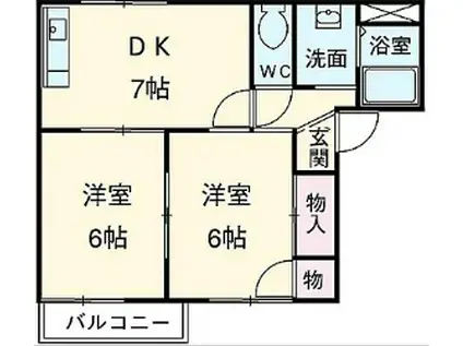 ボーブール三条(2DK/2階)の間取り写真