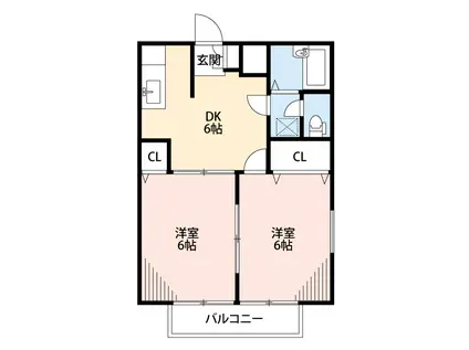 エクセレントプラザ Ⅰ Ⅱ(2DK/2階)の間取り写真
