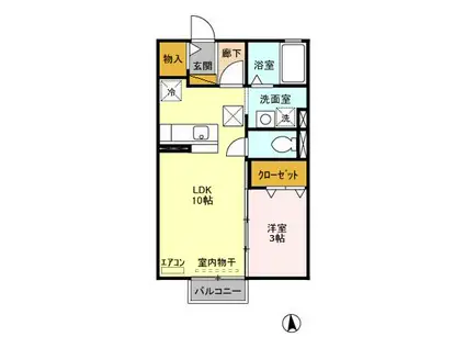 グラシューズ B棟(1LDK/1階)の間取り写真