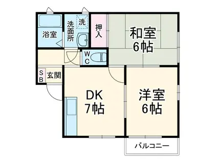 グレース壱番館(2DK/2階)の間取り写真