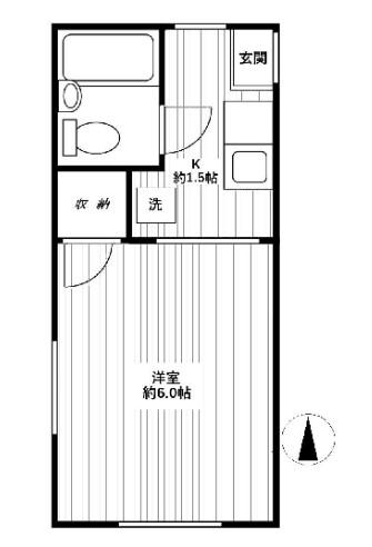 高橋荘(1K/2階)の間取り写真