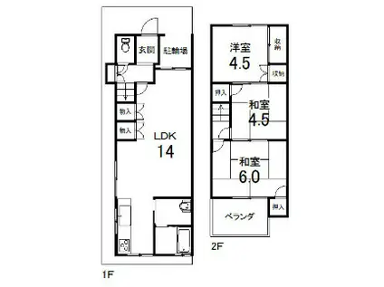 阪急電鉄嵐山線 嵐山駅(阪急) 徒歩6分 2階建 築58年(3LDK)の間取り写真