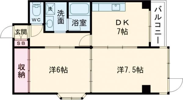エントピア嵐山(2DK/4階)の間取り写真