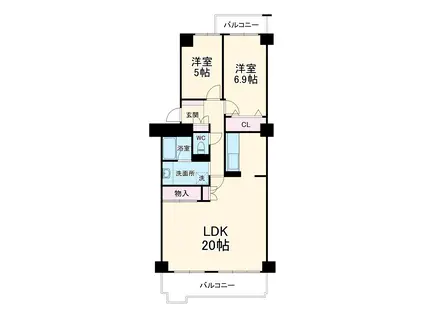 戸塚ハイライズB棟(2LDK/8階)の間取り写真