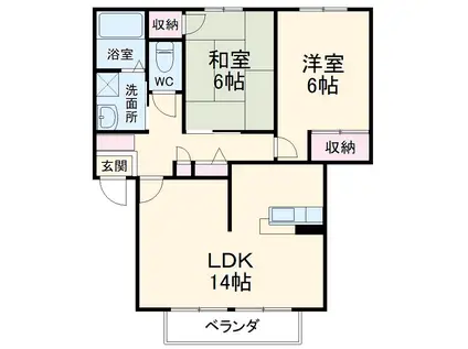 メゾン昴(2LDK/2階)の間取り写真