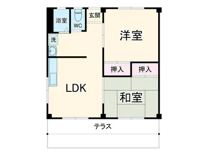 コーポ御前崎第2(2LDK/1階)の間取り写真