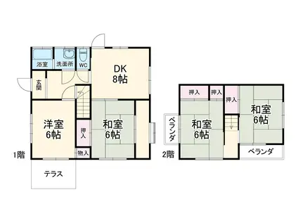 京成電鉄本線 実籾駅 徒歩22分 2階建 築51年(4DK)の間取り写真