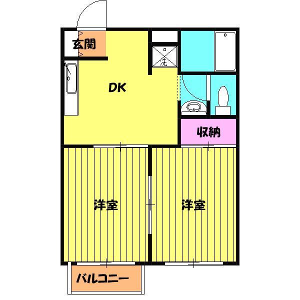 ぷれじーる(2DK/1階)の間取り写真