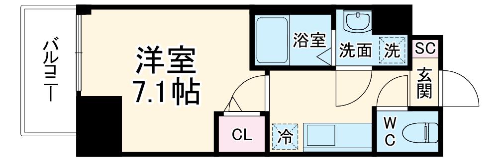 LIBR GRANT 大宮(1K/12階)の間取り写真