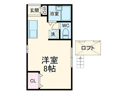 シェモアⅡ(ワンルーム/2階)の間取り写真