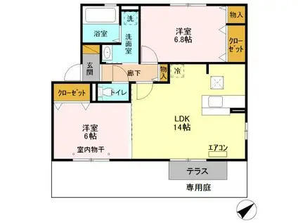 プレリュード A(2LDK/1階)の間取り写真