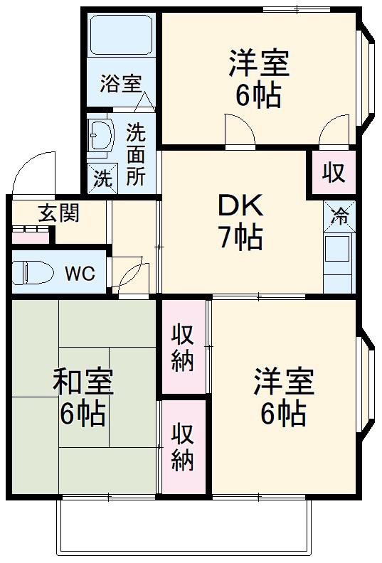 萬寿シティA(3DK/2階)の間取り写真