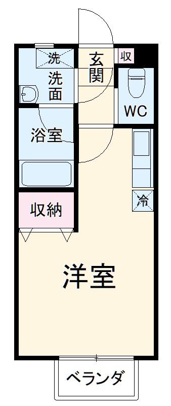 デュオ1番館(ワンルーム/1階)の間取り写真