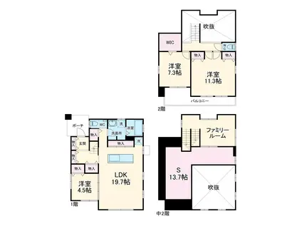 名鉄犬山線 新鵜沼駅 徒歩15分 2階建 築11年(3LDK)の間取り写真