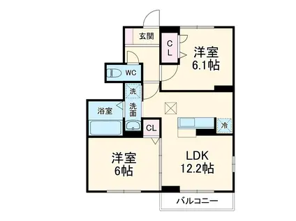 オリエンタルドエル Ⅱ(2LDK/1階)の間取り写真