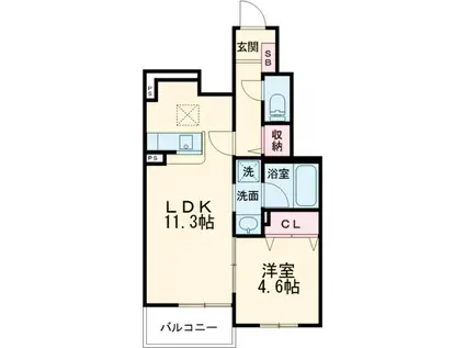 グレーヌ東寺(1LDK/1階)の間取り写真
