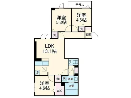 セレスティア江戸川Ⅱ(3LDK/1階)の間取り写真