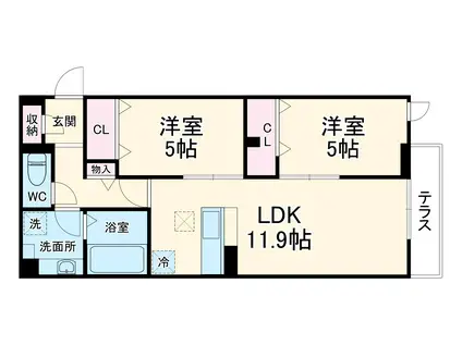 セレスティア江戸川Ⅱ(2LDK/1階)の間取り写真