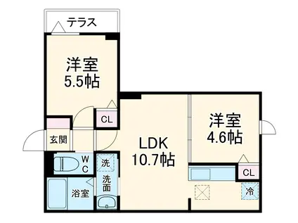 セレスティア江戸川Ⅱ(2LDK/1階)の間取り写真