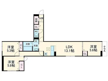 セレスティア江戸川Ⅱ(3LDK/2階)の間取り写真