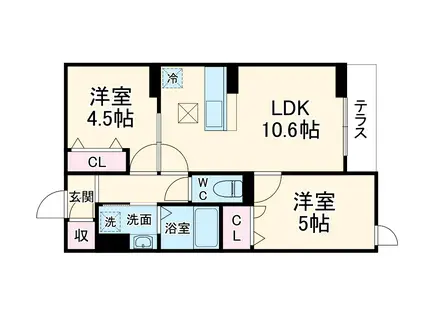 セレスティア江戸川Ⅱ(2LDK/2階)の間取り写真