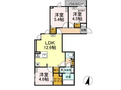 セレスティア江戸川Ⅱ(3LDK/3階)の間取り写真