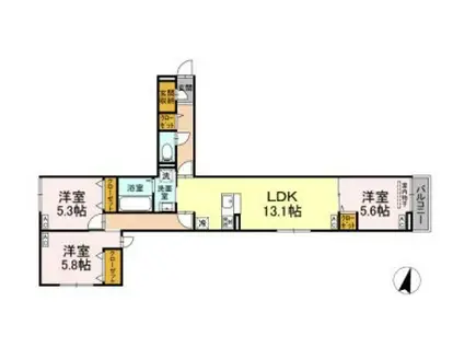 セレスティア江戸川Ⅱ(3LDK/3階)の間取り写真