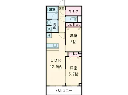 ユーレジデンス東雪谷(2LDK/3階)の間取り写真