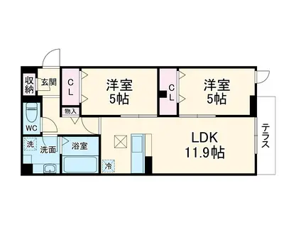 セレスティア江戸川Ⅱ(2LDK/3階)の間取り写真