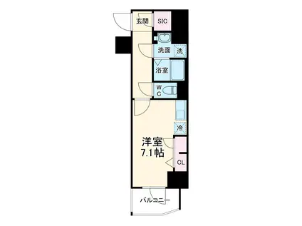 МETROSA谷町六丁目サウス(ワンルーム/6階)の間取り写真