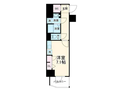 МETROSA谷町六丁目サウス(ワンルーム/6階)の間取り写真