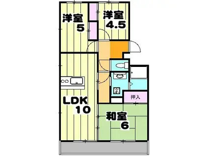 エータイマンション(3LDK/5階)の間取り写真