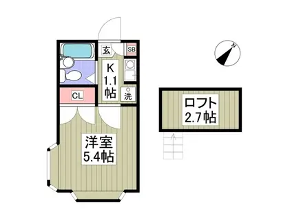 コーポ長島(ワンルーム/2階)の間取り写真