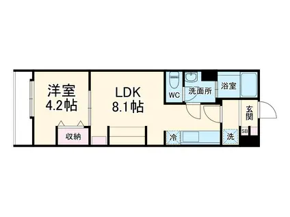 リブリ・船橋Ⅳ(1LDK/2階)の間取り写真