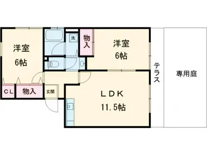 MERVEILLE KAMEOKA(2LDK/1階)の間取り写真