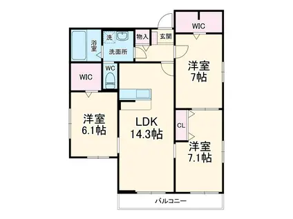 メゾン・ド・サムディ(3LDK/1階)の間取り写真