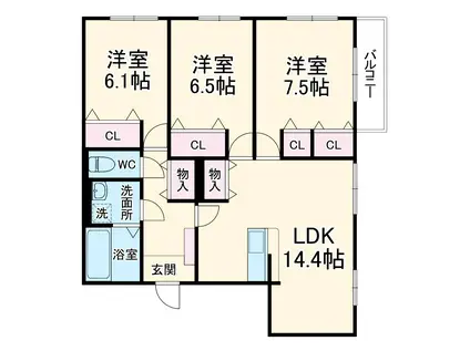 メゾン・ド・サムディ(3LDK/3階)の間取り写真