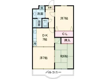 クラウンハウス(3DK/3階)の間取り写真