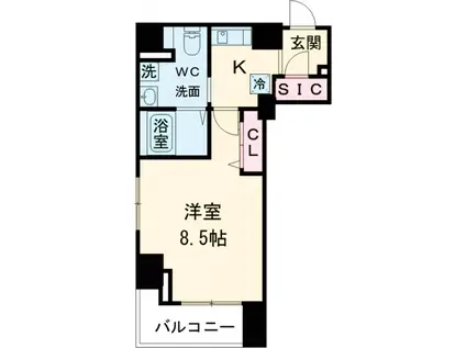 ユリカロゼ五反野Ⅲ(1DK/8階)の間取り写真