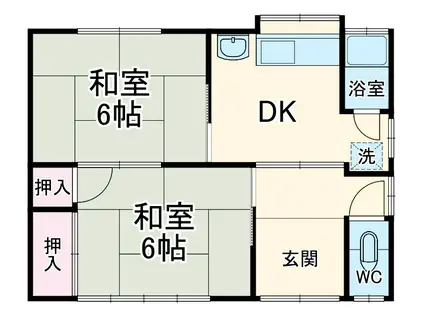 名鉄豊川線 諏訪町駅 徒歩10分 1階建 築59年(2DK)の間取り写真
