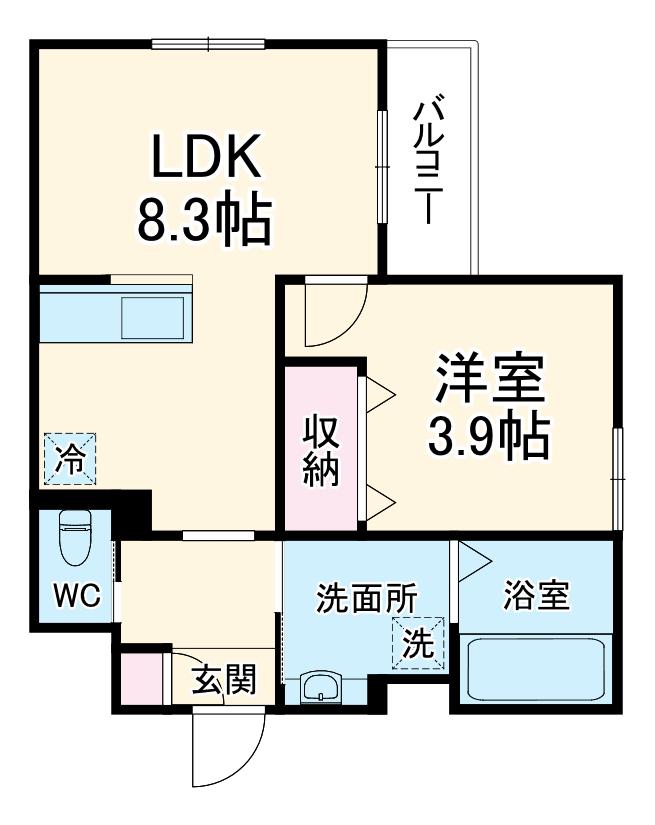 CRECIA一宮Ⅲ(1LDK/1階)の間取り写真