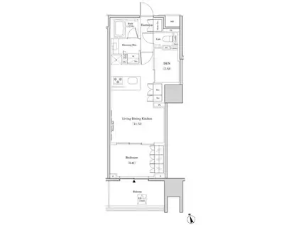 ザ・パークハビオ北千住(1LDK/8階)の間取り写真