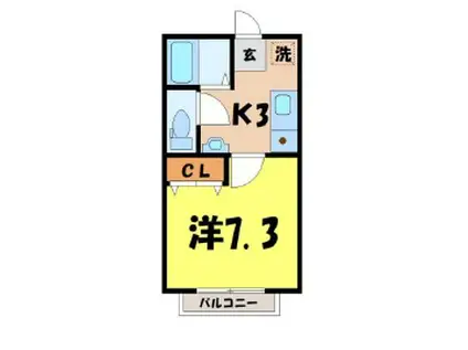 ブラウンカゴハラ(1K/1階)の間取り写真