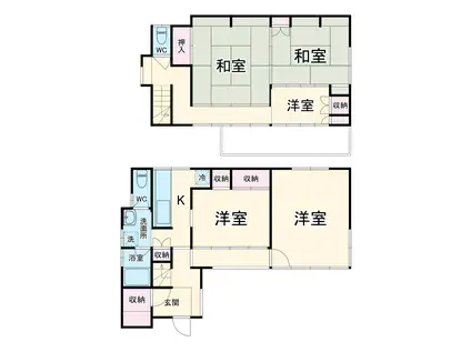 中央本線 甲府駅 徒歩21分 2階建 築58年(4DK)の間取り写真